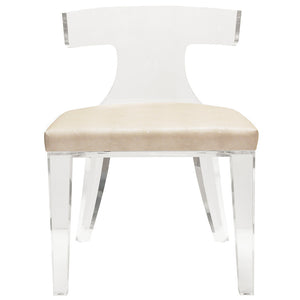 Worlds Away Duke Acrylic Chair with Shagreen Cushion - Beige