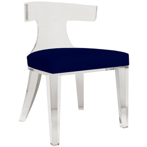 Worlds Away Duke Acrylic Chair with Velvet Cushion - Navy