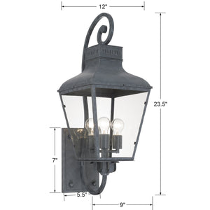 Dumont Outdoor 3 Light Graphite Wall Mount