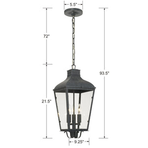Dumont Outdoor 3 Light Graphite Chandelier