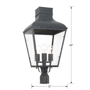 Dumont Outdoor 3 Light Graphite Post Mount