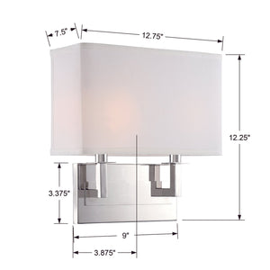 Durham 2 Light Polished Nickel Wall Mount