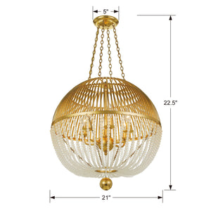 Duval 6 Light Antique Gold Pendant