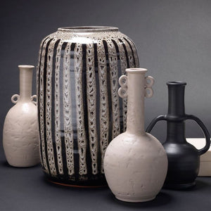Barnaby Vase in Beige & Black Ceramic