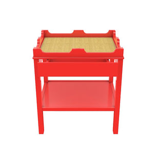 Edgartown 1-Drawer Lacquer Side Table – Bright Red (Additional Colors Available)