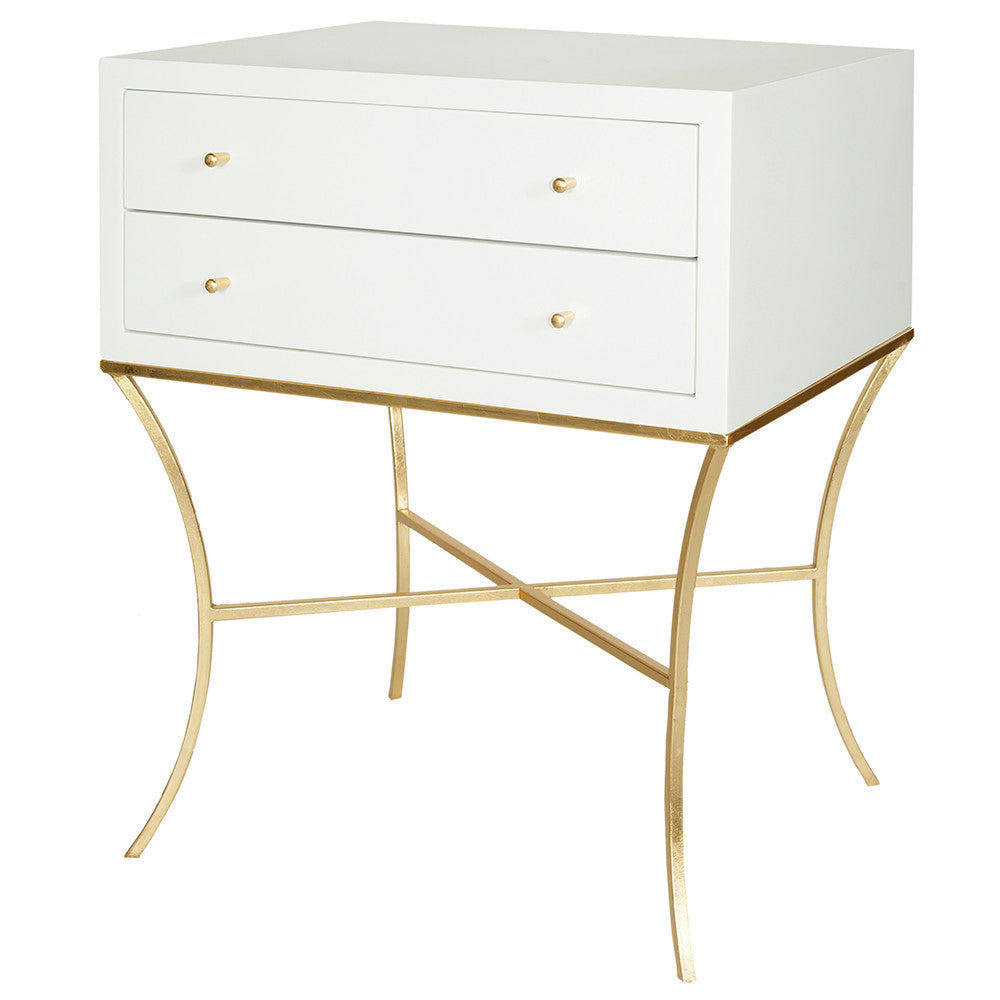 Worlds Away Elena White Lacquer Side Table – White Lacquer