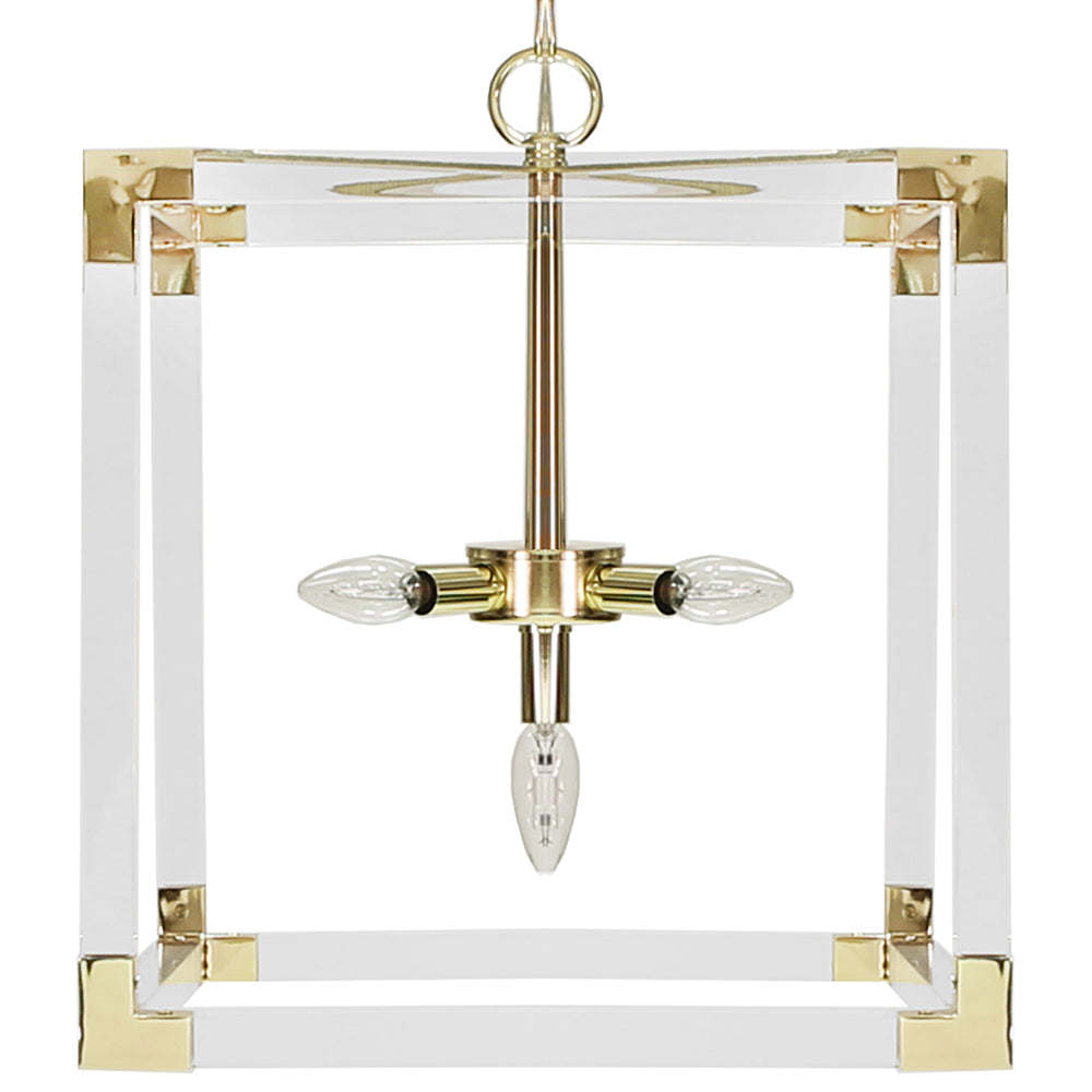 Worlds Away Eli Square Acrylic Pendant – Brass