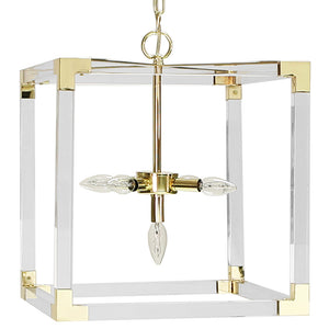 Worlds Away Eli Square Acrylic Pendant – Brass