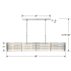 Libby Langdon for Crystorama Elliot 6 Light Polished Nickel Linear Chandelier