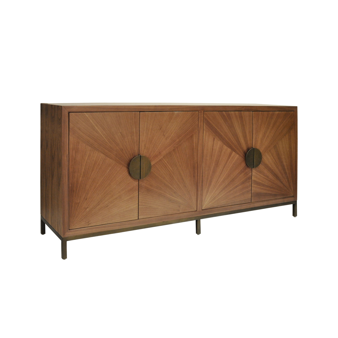 Worlds Away Radial Walnut Cabinet