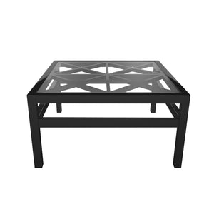 Essex Lacquer Trellis Coffee Table with Glass Top - Black (Additional Colors Available)