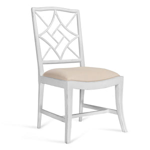 Diamond Fretwork Side Chair — White Lacquer | Evelyn Collection | Villa & House