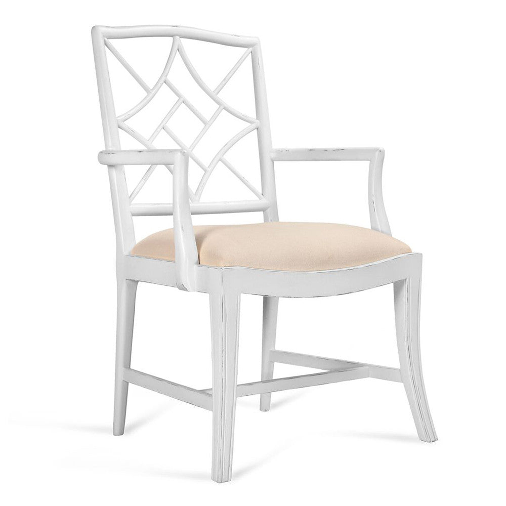 Diamond Fretwork Arm Chair — White Lacquer | Evelyn Collection | Villa & House