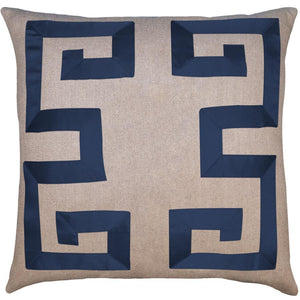 Empire Linen Navy Ribbon Pillow