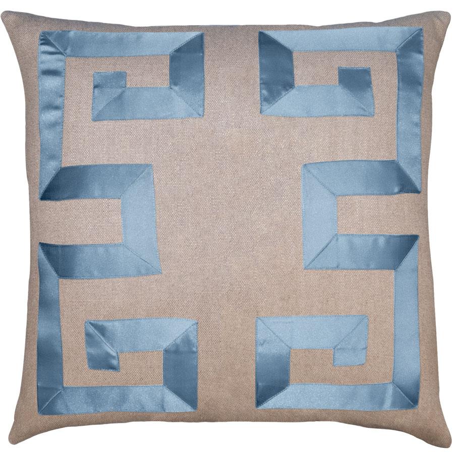 Empire Linen Slate Blue Ribbon Pillow