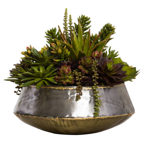 Faux Succulents Arrangement in Large Bengal Bowl