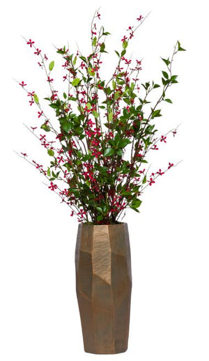 Tall Faux Meadow Blossom Floor Arrangement - Red