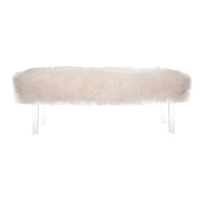 Tibetan Lamb Bench with Lucite Base – Natural (Additional Options Available)