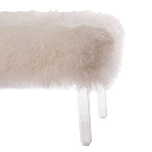 Tibetan Lamb Bench with Lucite Base – Natural (Additional Options Available)