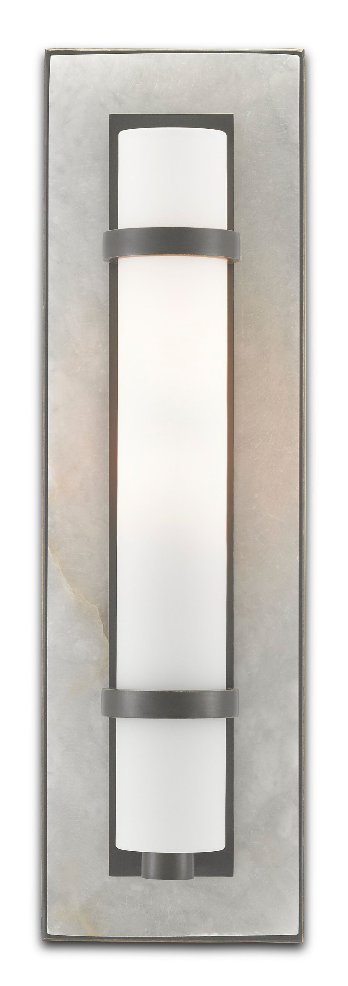 Currey and Company Bruneau Bronze Wall Sconce - Natural Alabaster/Oil Rubbed Bronze/Opaque/White