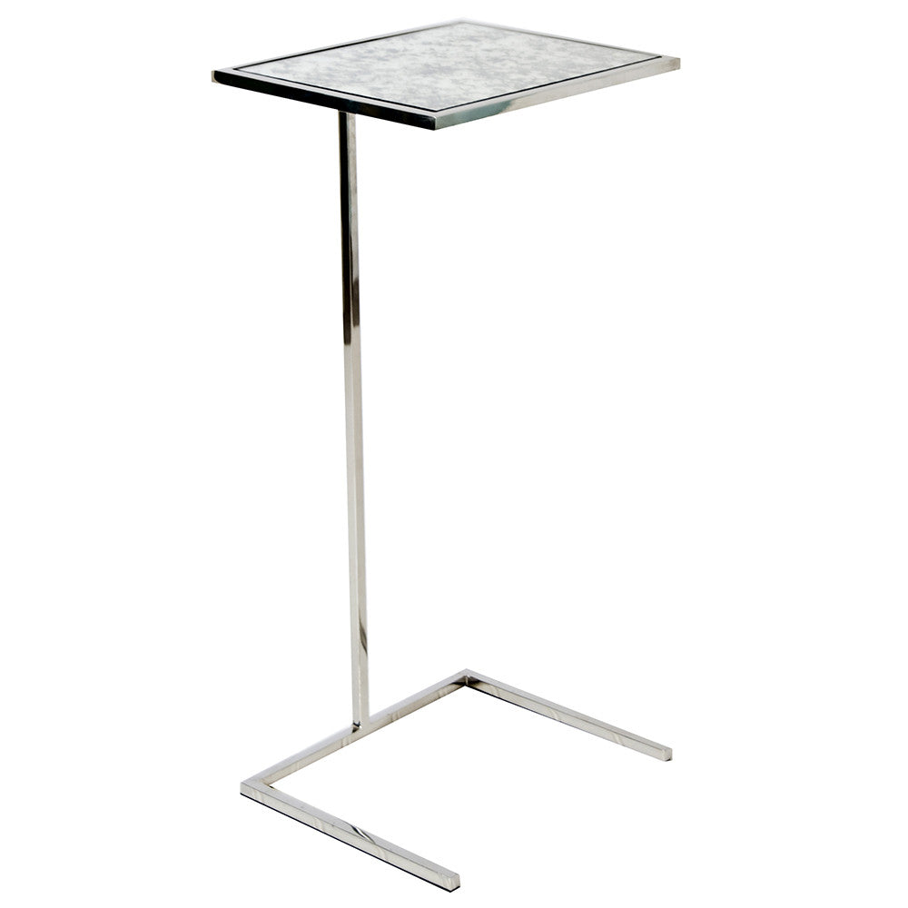 Worlds Away Cigar Table with Antique Mirror Top – Nickel Plated