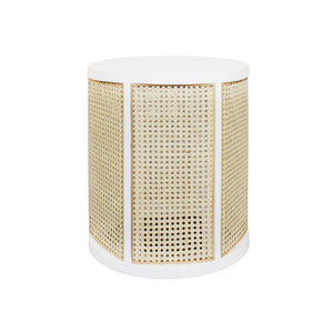 Worlds Away Freya Cane Side Table - White Lacquer