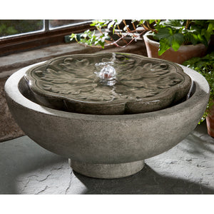 Floral Design Small Stone Fountain - Alpine Stone Patina