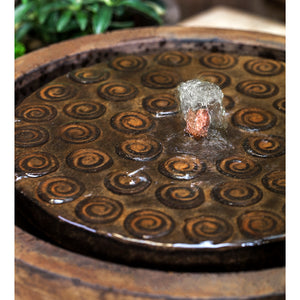 Round Garden Terrace Stone Fountain - Rust Pietra Nuova Patina