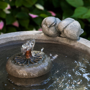 Bird Sculpture Terrace Stone Fountain - Grey Stone Patina