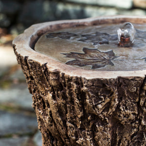 Stump Stone Fountain - Brown Stone Patina