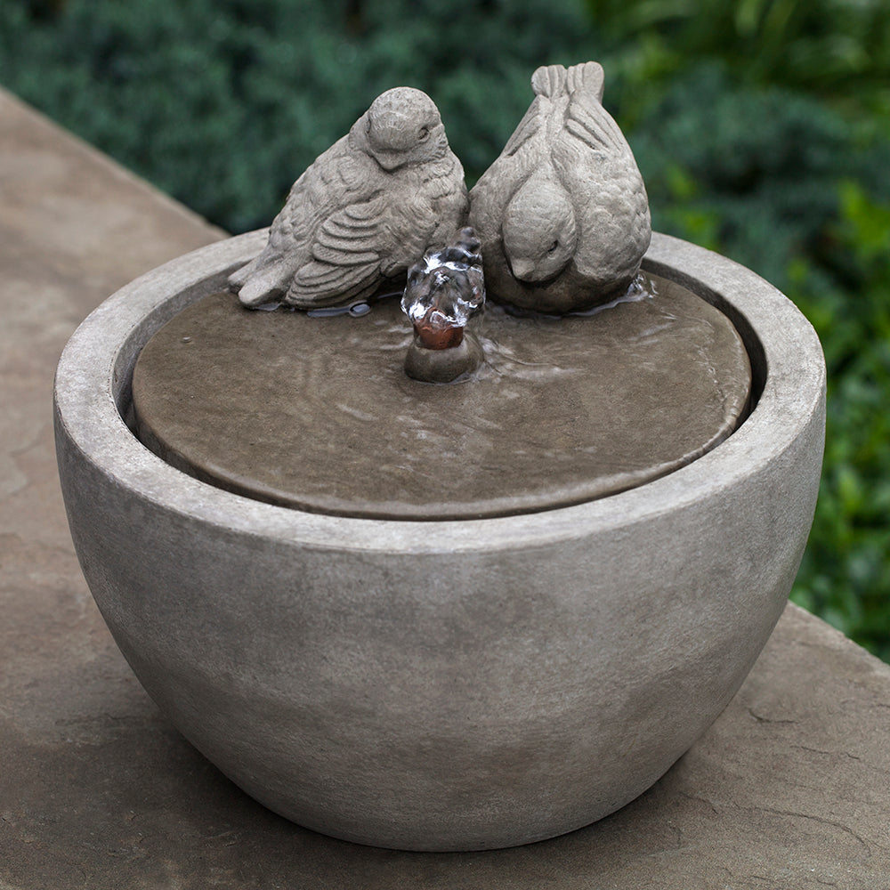 Small Bird Sculpture Stone Fountain - Alpine Stone Patina