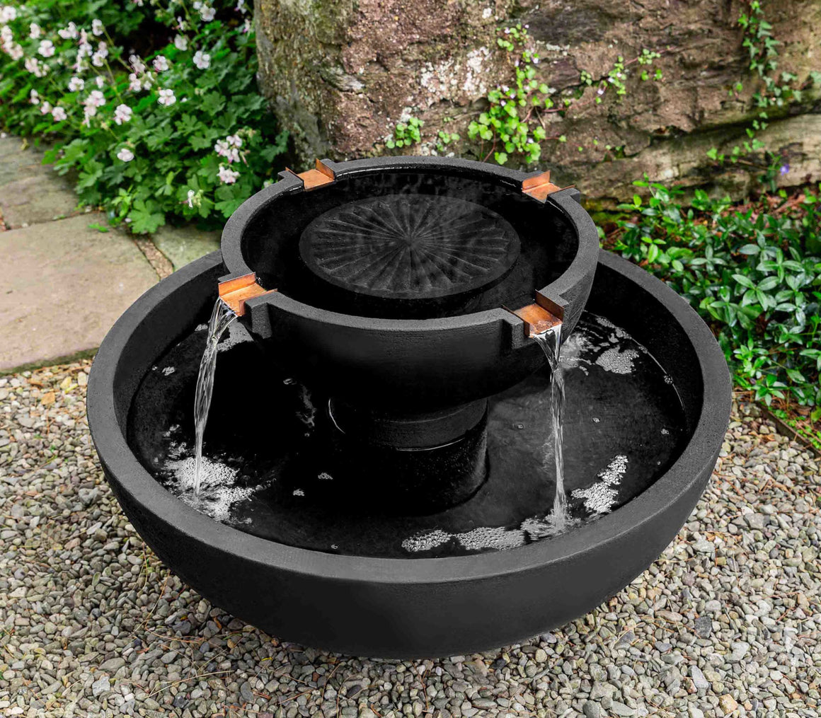 Cast Stone Two-Tier Fountain - Nero Nuovo (Additional Patinas Available)