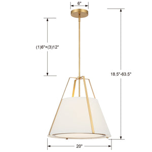 Fulton 3 Light Antique Gold Pendant