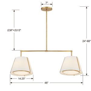 Fulton 4 Light Antique Gold Linear Chandelier