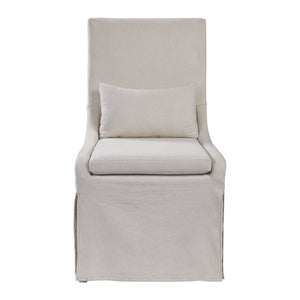 Coley White Linen Armless Chair