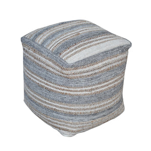 Mesick Handwoven Gray Pouf