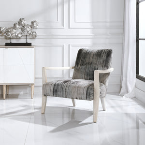Uttermost Watercolor Gray Chenille Accent Chair