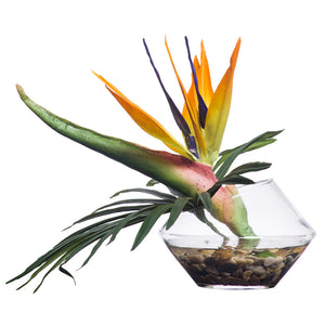 Faux Orange Bird of Paradise in Angle-Cut Waterlike