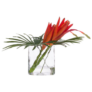 Faux Banana Bloom in Small Glass Oval Vase