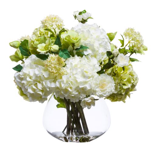 Faux White Hydrangea & Rose Stems