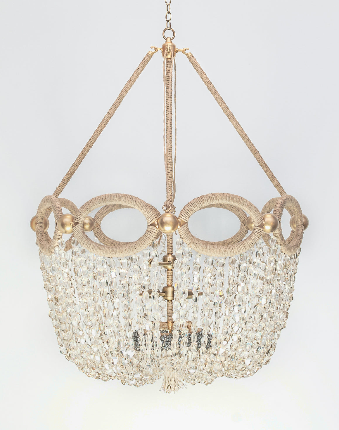 Fiona Beaded Chandelier – Silver Mirrored Crystal Nugget Beads