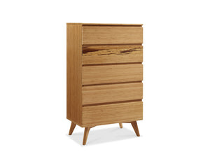 Azara Five Drawer High Chest, Caramelized