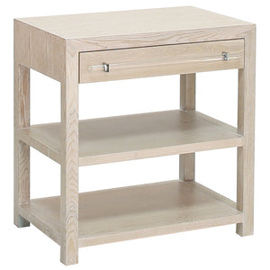 Worlds Away Garbo Side Table with Drawer – Cerused Oak