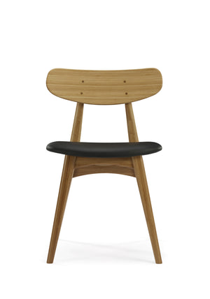 Cassia Dining Chair With Leather Seat, Caramelized, (Set of 2)