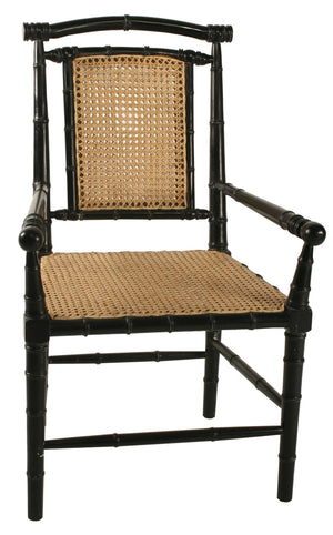 Noir Colonial Bamboo Arm Chair - Black