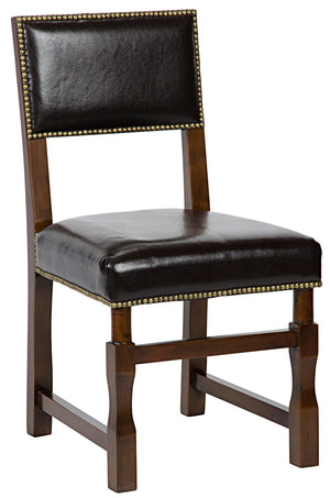 Noir Abadon Leather Side Chair - Distressed Brown