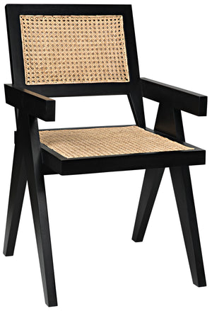 Noir Jude Chair with Caning - Black