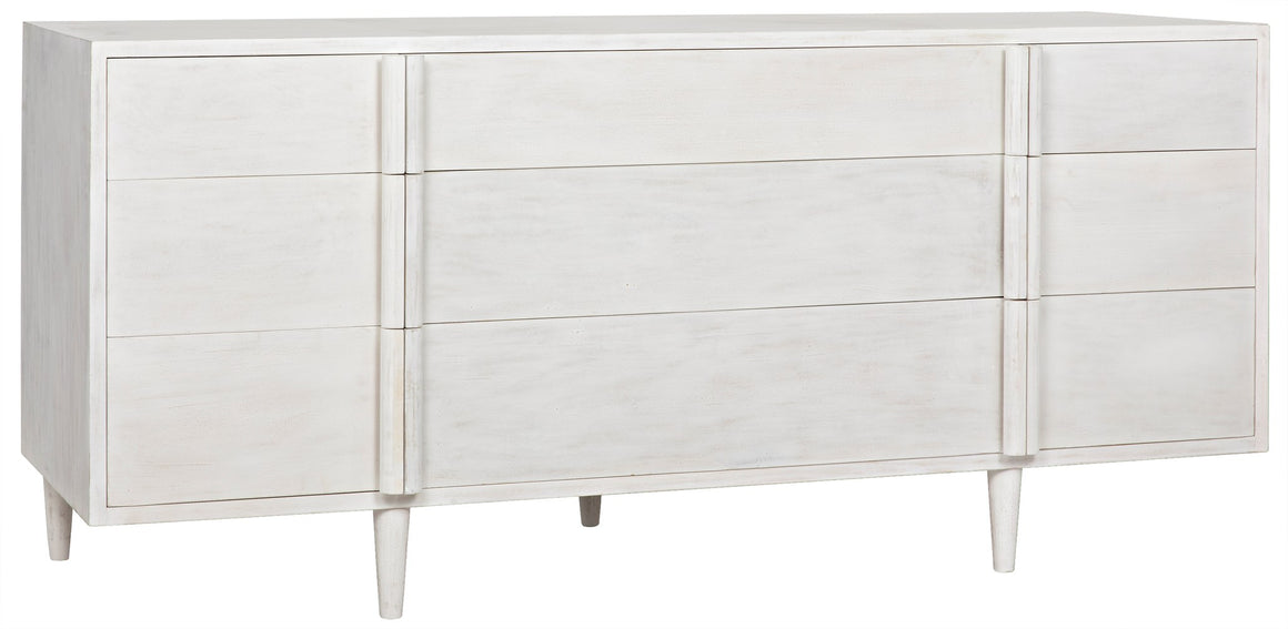 Noir Morten 9 Drawer Dresser - White Wash