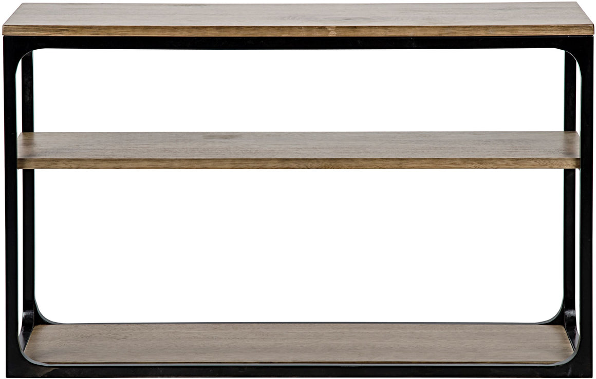 Noir Small Novie Walnut Console with Black Metal