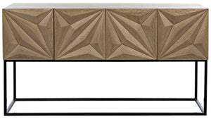 Noir Zurich Console - Bleached Walnut & Metal